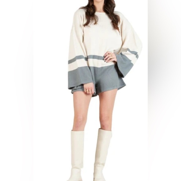 Lucca Pants - LUCCA Cream and Gray Jumpsuit KNITTED 
NAVY -